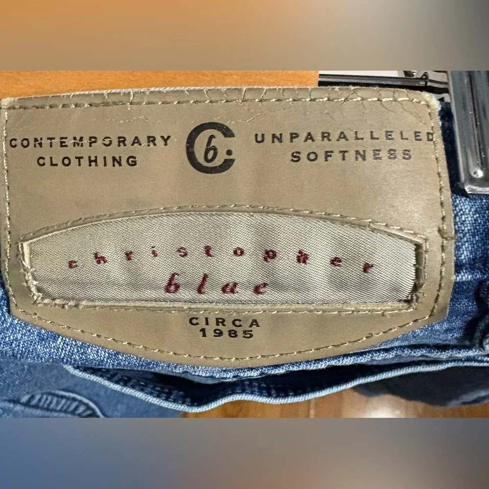 Christopher Blue Flare Jeans in Classic Denim - Picture 3 of 4